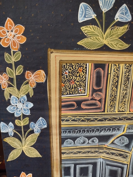 İPEK UZERİNE YAGLI BOYA  İMZALI OSMANLI HEDİYE MERASİM SEREMONISI TEMSİLİ MINYATUR CALISMA