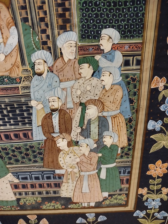 İPEK UZERİNE YAGLI BOYA  İMZALI OSMANLI HEDİYE MERASİM SEREMONISI TEMSİLİ MINYATUR CALISMA