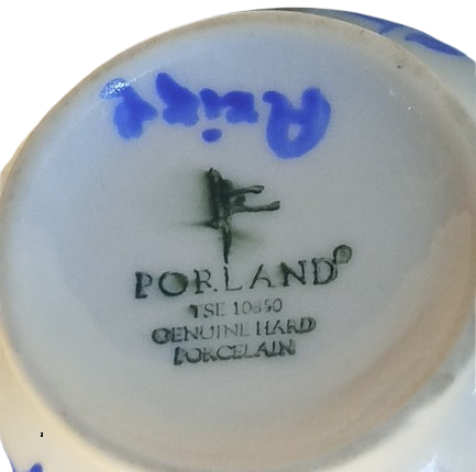 MAVİ BEYAZ KUSLU MASA UZERİ VAZO HACER SANATCI İMZALI