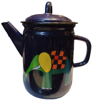 SMALTUM EMAYE KAPAKLI SUTLUK CAYDANLIK ISITICI LACİVERT RENKDE UZERİ FİLLİ 