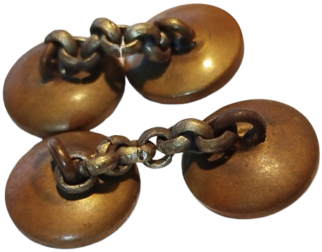 DEGERLİ MADEN UZERİNE BEYAZ VE KIRMIZI ELMASLARLA DOSELİ YUVARLAK FORMDA KOL DUGMESİ