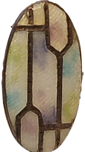 DEGERLİ MADEN UZERİNE DEGİSİK TONLARDE SEDEF MIHLANMIS OVAL FORMDA ON KISMI BOMBELİ KOL DUGMESİ