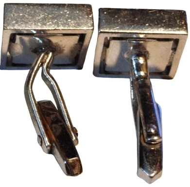 DEGERLİ METAL UZERİ KROM KAPLAMA KARE FORMDA İCERSİNDE SİYAH ONIX PARLAK TASLI KOL DUGMESİ