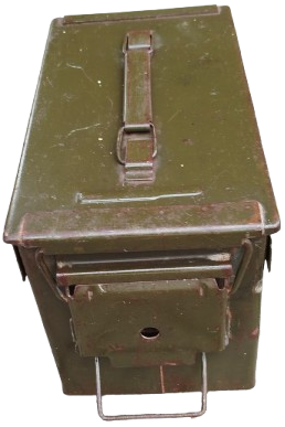 NATO CELİK MUHİMMAT MERMİ CEPHANE SANDIGI KİLİTLİ MANDALLI TASIMA KULPLU HAİKİ ASKERİ RENKDE