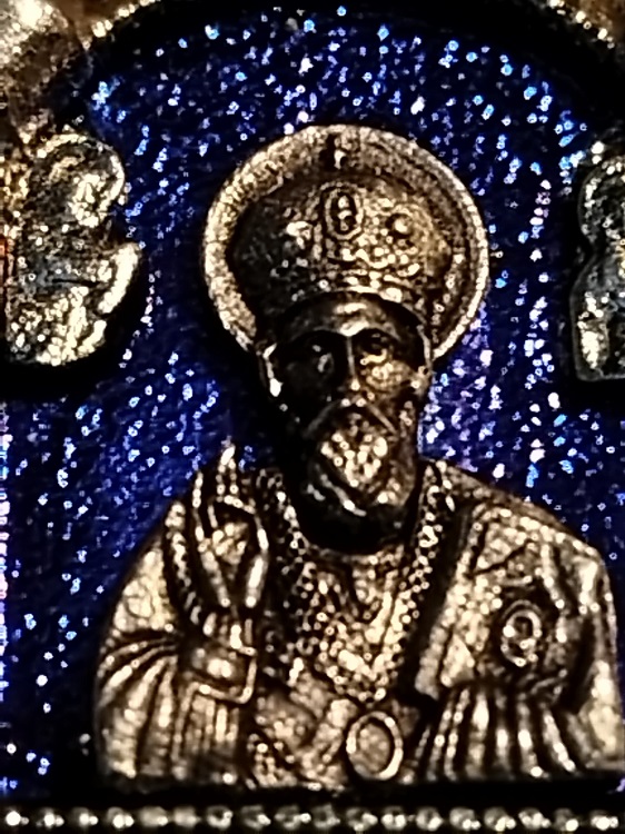 1907 İKONA MASİF UZERİNE TAS BASKI SV. NIKOLAJ CHUDOTVOREC ORTODOKS AZİZ NİKOLA