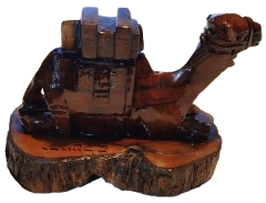 1940 HOKKA ZEYTİN AGACINDAN DEVE UZERİ KİLİTLİ KAPAKLI İCERSİNDE CAMI OLAN YAHUDİ TUCCAR HOKKASI