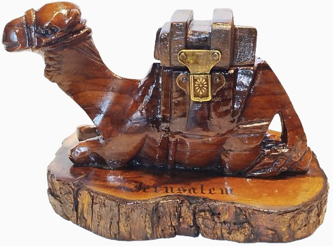 1940 HOKKA ZEYTİN AGACINDAN DEVE UZERİ KİLİTLİ KAPAKLI İCERSİNDE CAMI OLAN YAHUDİ TUCCAR HOKKASI