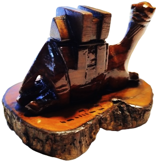 1940 HOKKA ZEYTİN AGACINDAN DEVE UZERİ KİLİTLİ KAPAKLI İCERSİNDE CAMI OLAN YAHUDİ TUCCAR HOKKASI