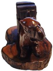 1940 HOKKA ZEYTİN AGACINDAN DEVE UZERİ KİLİTLİ KAPAKLI İCERSİNDE CAMI OLAN YAHUDİ TUCCAR HOKKASI