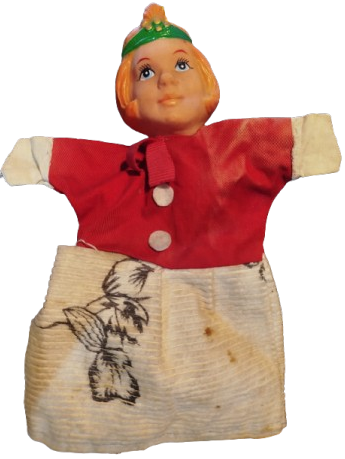 1970 GERMANY PARMAK KUKLA  ELBİSELİ BASINDA TACI OLAN PRENS VE YUZ KISMI KAUCUK OYUNCAK PRENS