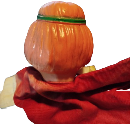 1970 GERMANY PARMAK KUKLA  ELBİSELİ BASINDA TACI OLAN PRENS VE YUZ KISMI KAUCUK OYUNCAK PRENS