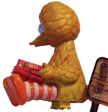 1970 SESAME STREET SUSAM SOKAGI MİNİK KUS KITAP OKUYOR SALDALYESİNDE MİKA OYUNCAK 