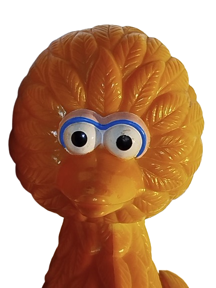 1970 SESAME STREET SUSAM SOKAGI MİNİK KUS KITAP OKUYOR SALDALYESİNDE MİKA OYUNCAK 