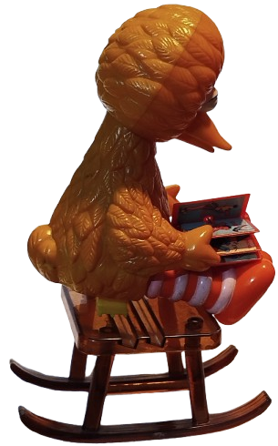 1970 SESAME STREET SUSAM SOKAGI MİNİK KUS KITAP OKUYOR SALDALYESİNDE MİKA OYUNCAK 