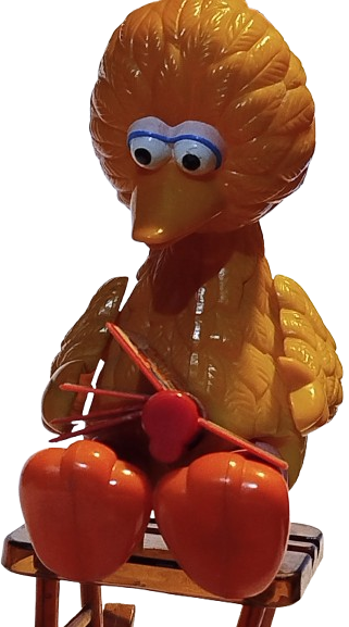 1970 SESAME STREET SUSAM SOKAGI MİNİK KUS KITAP OKUYOR SALDALYESİNDE MİKA OYUNCAK 