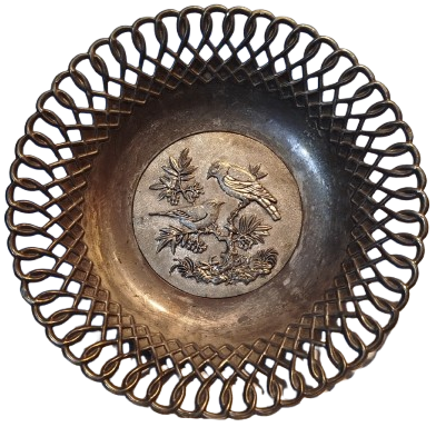 1980 ALMAN GUMUS KAPLAMA  KUSLU  DUVAR TABAGI MEYVELİK VEYA SEKERLİK OLARAKDA KULLANILABİLİNİR