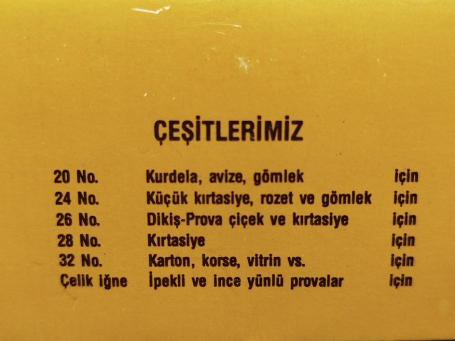 1970 ATLI ZİNCİR İGNE VE MAKİNE SANAYİİ A.S 12 PAKET KUTUSUNDA KULLANILMAMIS NIKELAJLI TOPLU İGNE KUTUSU