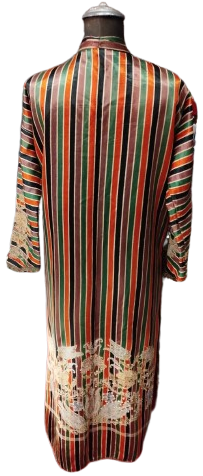 OSMANLI ÜÇ ETEK GELİN KINA KADIN ELBİSESİ OSMANLI RENKLER AGIRLIKLI EL TEZGAH KUTLU KUMASI COK RENKLİ DOKUMA KUMAŞDAN