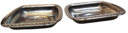 1960 CİFT KİSİLİK DİKDORTGEN TEFSİ FORMUNDA CELİK KROM CAY TABAGI 2 ADET 