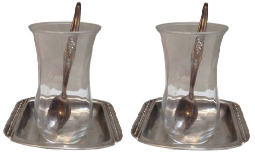 1960 CİFT KİSİLİK DİKDORTGEN TEFSİ FORMUNDA CELİK KROM CAY TABAGI 2 ADET 