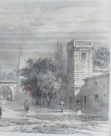 1861 OSMANLI COTANTİNOPLE TOPKAPI SARAYI 1 AVLU ALAY MEYDANI SELAM KAPISI GRAVUR BASKI PARIS