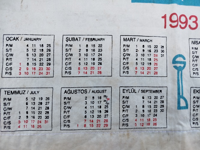 1993 SUMERBANK  BEZ TAKVİM ESKİSEHİR BASMA SANAYİ İSLETMESİNDE HAZIRLANMISTIR UZERİNDE RES,İM İSMAİL ERVERDİ 