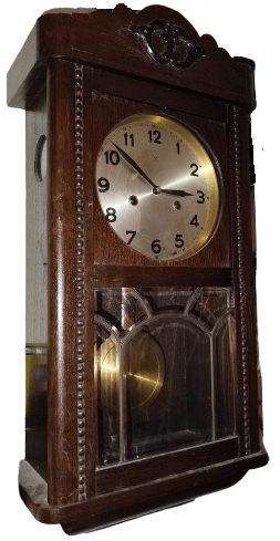 1950 SARKACLI GONK CALAR ANAHTAR KURMALI MEKANİK MASİF AHSAP KASA DUVAR SAATİ