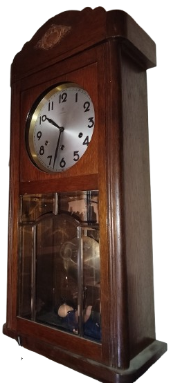 1940 JUNGHANS ALMAN SARKACLI CEYREK GONK CALAR ANAHTAR KURMALI MEKANİK AHSAP MASİF KASA DUVAR SAATİ