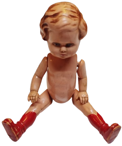 1920 EDİ GERMANY 16 BEYBİ TOYS  MİKA OYUNCAK BEBEK KIRMIZI CİZMELİ ELLER KOLLAR HAREKETLİ