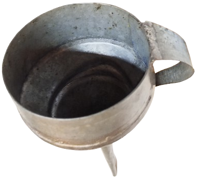 1950 GALVANİZ METAL TAMAMI  EL YAPIM KULPLU KUCUK BOY HUNİ