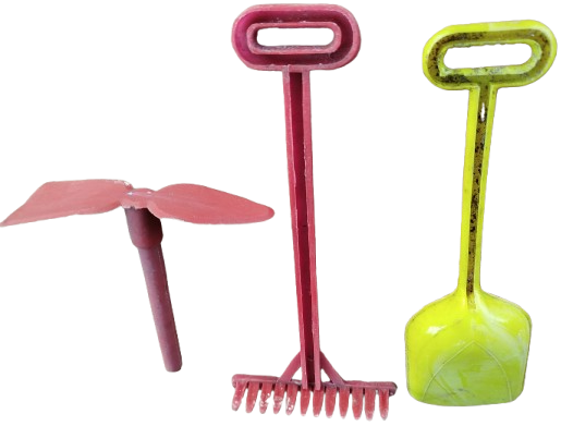 1960 PLASTİK COCUK OYUNCAK KUREK TIRMIK KAZMA KUMDA BAHCEDE OYUN ALETLERİ