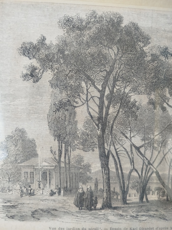 1858 CONSTANTİNOPLE HALİCDE YAPILACAK FABRİKAYA HALKLA BİR OLAN YENİCERİ İSYANI GRAVUR BASKI 