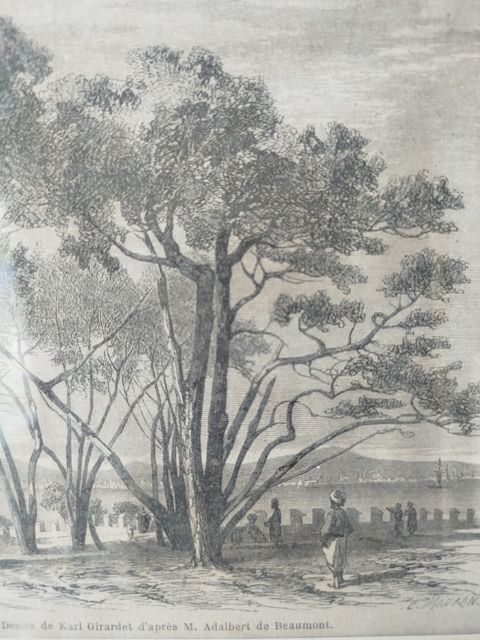 1858 CONSTANTİNOPLE HALİCDE YAPILACAK FABRİKAYA HALKLA BİR OLAN YENİCERİ İSYANI GRAVUR BASKI 