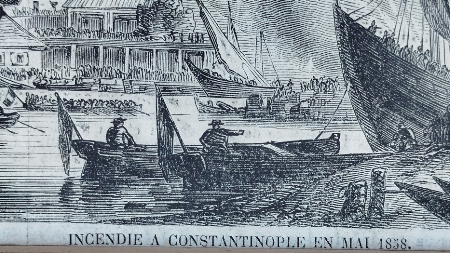 1858 İNCENDİE A EN MAI CONSTANTİNOPLE SARRAF İSKENDER PASA MESCİDİ ONUNDE BUYUK İSTANBUL YANGINI 