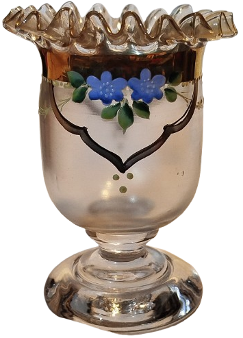 OSMANLI BEYKOZ AYAKLI KASIKLIK CİFT ALTIN EL CEKME UZERİ EL SICAK MİNE BOYAMA AGIZ KISMI MARUL