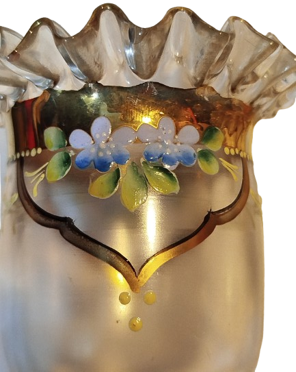 OSMANLI BEYKOZ AYAKLI KASIKLIK CİFT ALTIN EL CEKME UZERİ EL SICAK MİNE BOYAMA AGIZ KISMI MARUL