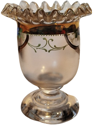 OSMANLI BEYKOZ AYAKLI KASIKLIK CİFT ALTIN EL CEKME UZERİ EL SICAK MİNE BOYAMA AGIZ KISMI MARUL