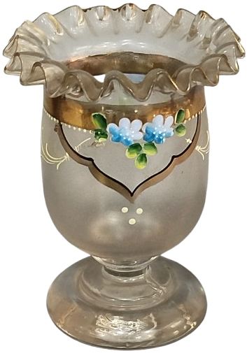 OSMANLI BEYKOZ AYAKLI KASIKLIK CİFT ALTIN EL CEKME UZERİ EL SICAK MİNE BOYAMA AGIZ KISMI MARUL