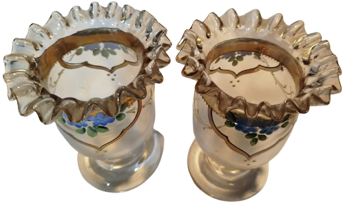 OSMANLI BEYKOZ AYAKLI KASIKLIK CİFT ALTIN EL CEKME UZERİ EL SICAK MİNE BOYAMA AGIZ KISMI MARUL