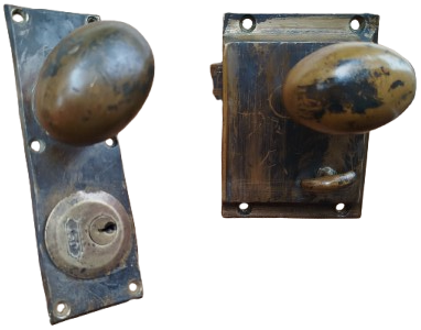 RUSSWIN 4225 BRONZ KAPI KİLİDİ KARSILIGI CİFT TOKMAK  TOPUZLU CEVİRMELİ KOL