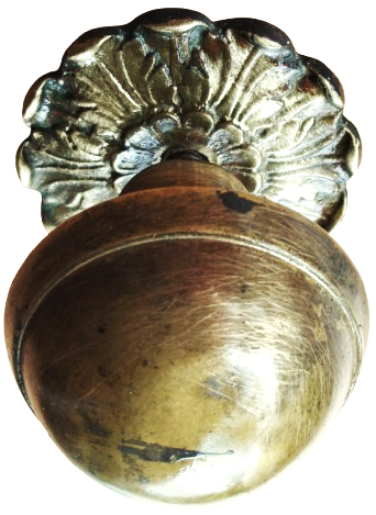 OSMANLI BRONZ KONAK KAPI LOLU İSLEMELİ DAİRE AYNALI CEVİRME TOPUZ