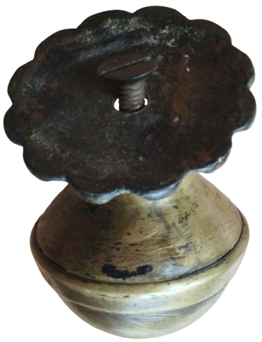 OSMANLI BRONZ KONAK KAPI LOLU İSLEMELİ DAİRE AYNALI CEVİRME TOPUZ