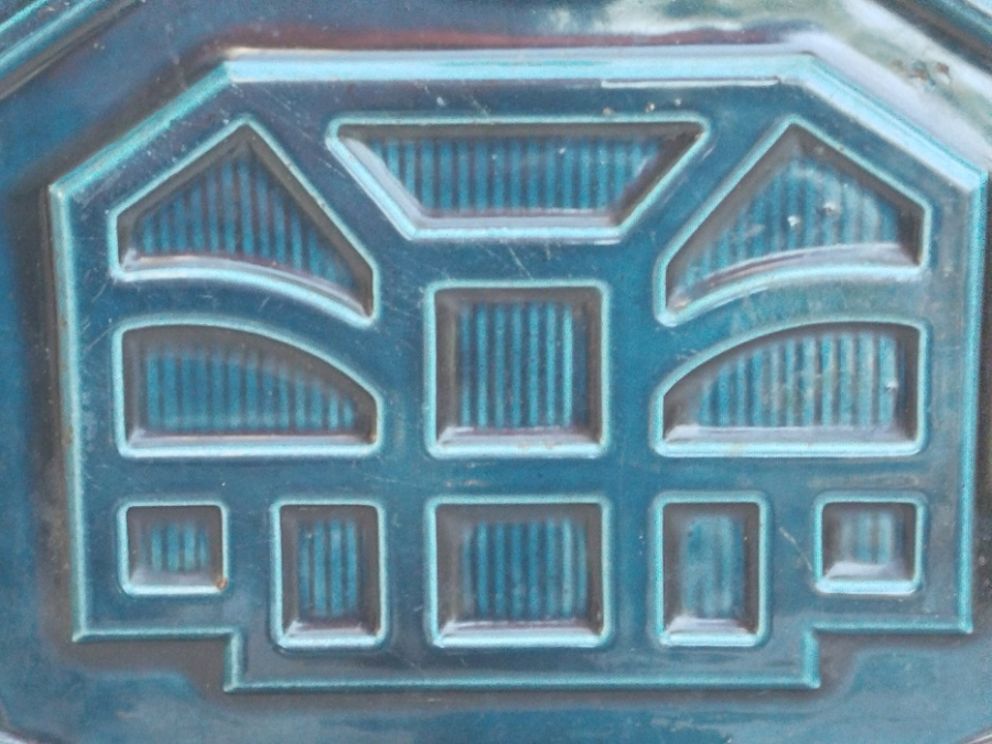 1930 S.DEMOULIN FARCIENNES BELCİKA URETİMİ DOKME DEMİR SU YESİLİ EMAYE KAPLAMA KOMUR SOBA YAN KAPAGI 