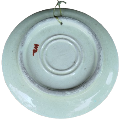 1950 İZNİK CİNİ TAMAMI EL CEKME YAZI VE OSMANMLI SAZ YAPRAGI  LALE VE KARANFİL SUSLEME BOYAMA  