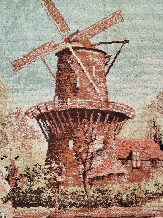 1800 AVRUPA DUVAR HALISI  KOY YASANTISINDAN GORSELLER YANSITILMIS ALT KISMI SACAKLI 