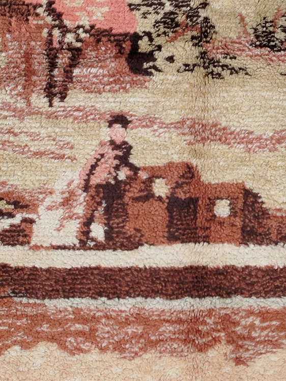 1800 AVRUPA DUVAR HALISI  KOY YASANTISINDAN GORSELLER YANSITILMIS ALT KISMI SACAKLI 