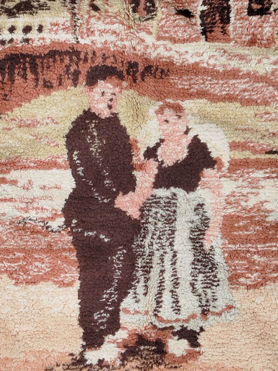 1800 AVRUPA DUVAR HALISI  KOY YASANTISINDAN GORSELLER YANSITILMIS ALT KISMI SACAKLI 