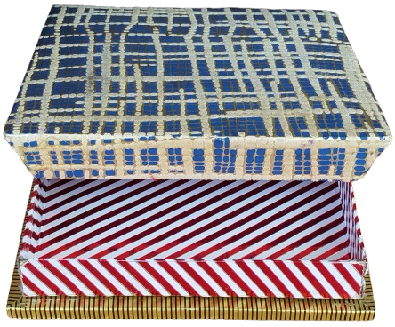 FANTAZİ CiKULATA ŞEKERLEME KUTUSU KARTON KAPAKLI ÜZERİ KOMPLE EL İŞİ GEOMETRİK DESENLİ