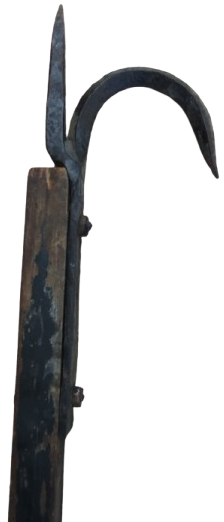 OSMANLI TULUMBACILARIN KULLANDIGI YANGIN DA YANAN AHSABI CEKME DE KULLANILAN SICAK DEMİRDEN YAPILMA EL  KANCASI 