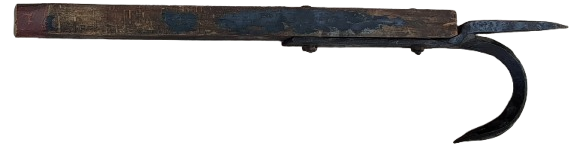 OSMANLI TULUMBACILARIN KULLANDIGI YANGIN DA YANAN AHSABI CEKME DE KULLANILAN SICAK DEMİRDEN YAPILMA EL  KANCASI 